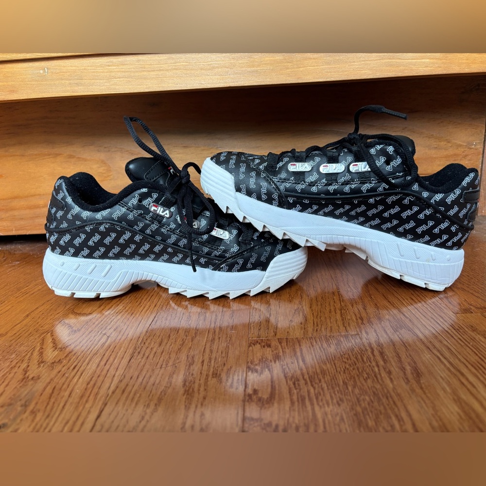 Fila Black and White Printed Disruptor Sneakers